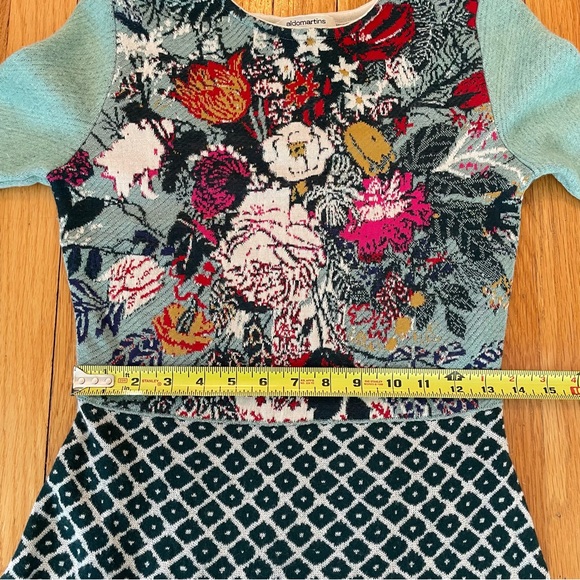 Aldo Martins Anthropologie Flowerpot Floral Sweater Dress Wool Blend Size Small - Picture 15 of 16